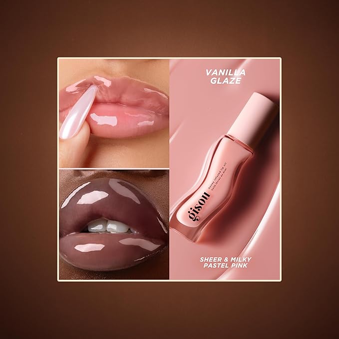 Gisou Honey Infused Hydrating Lip Oil, Nourishing Lip Moisturizer for Dry Lips (Vanilla Glaze)