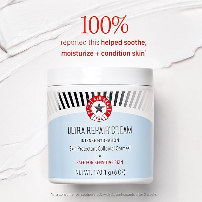 First Aid Beauty - Ultra Repair Cream, Intense Hydration Whipped Colloidal Oatmeal, Clinically Proven to Strengthen Skin Barrier in 7 Days & Helps Relieve Eczema, Luxury Moisturizer, 2 oz, 3 ct