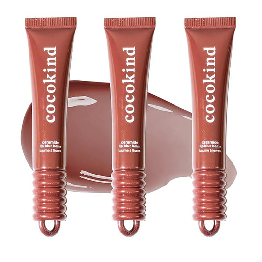 Cocokind Ceramide Lip Blur Balm, Be You - Rich Brown Hydrating Lip Balm with Ceramides & Peptides, Made for Sensitive Skin & Lips, Unflavored & Fragrance-Free - 3 pack