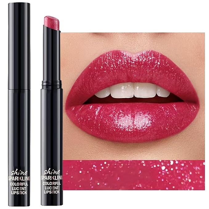 Rose Red Lipstick For Women Matte Nude Glitter Highly Pigmented Moisturizing Lip stick Hypoallergenic Waterproof Long Lasting Lipsticks Quick Makeup Lightweight Portable # 08