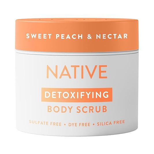 Native Body Scrub, Sweet Peach & Nectar, Exfoliating and Detoxifying for Soft Skin, Sulfate Free, 12 oz