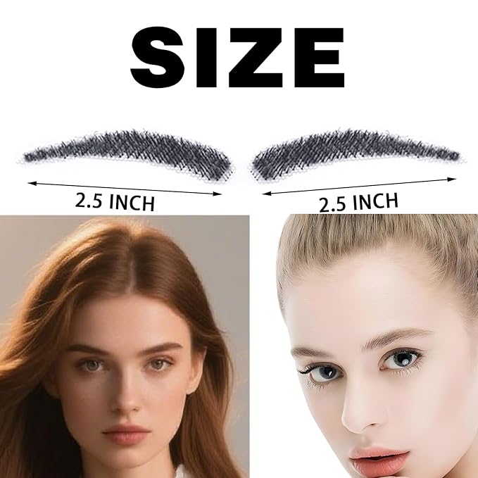 Fake Eyebrows, False EyeBrows 100% Handmade Full Lace Re-Usable Natural Invisible Realistic False Eyebrow Extensions for Man and Women, One Pair (Style 2)