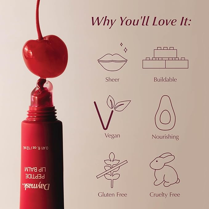 PERSONA Daymask Peptide Lip Balm | Rich, Glossy Hydration | With Oat Kernel Oil, Squalane & Peptide Complex | Vegan, Fragrance-Free, Sensitive-Lip Safe (0.3 oz) | Made in USA, Bubble