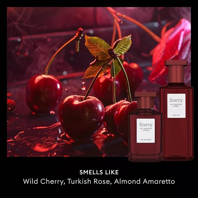 Fine'ry Not Another Cherry Hair + Body Fragrance Fine Mist Spray | Rich, Fruity Gourmand Scent with Black Cherry, Rose & Almond, Vegan & Cruelty-Free, Long-Lasting | Gift for Her (5 Fl Oz)