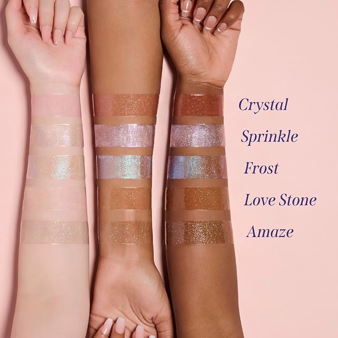 DEAR DAHLIA Paradise Sparkle Lip Glaze (Love Stone) - High-Shine Vegan Lip Gloss for Lightweight with Glitter & Shimmer Finish, Cooling Lip Plumper, Non-Sricky Oil & Hydrating Finish. 0.19 fl oz.