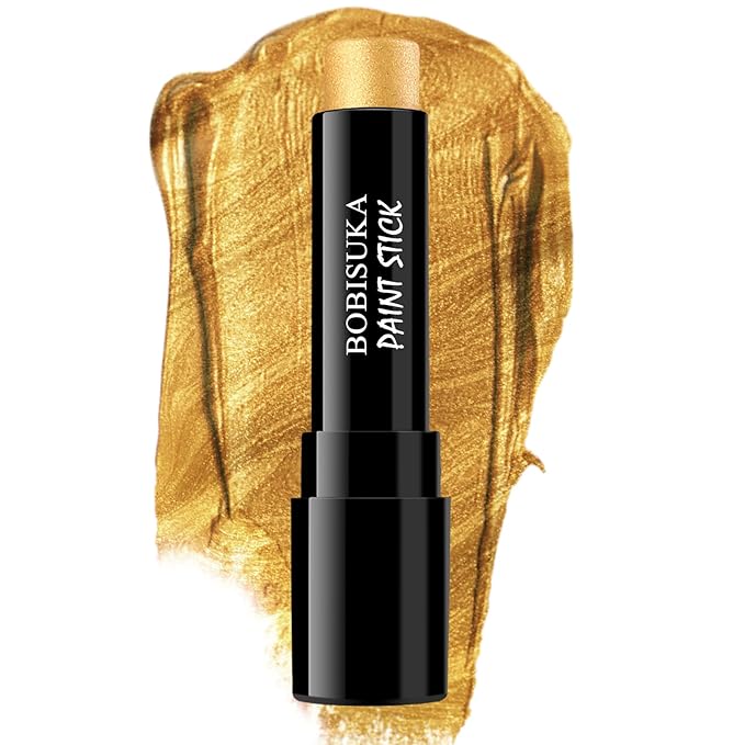 BOBISUKA Gold Face Paint Stick, Oil-Based Body Paint Stick for Halloween SFX Cosplay Costume Parties, Long-Lasting Metallic Color for Goddess Statue Looks