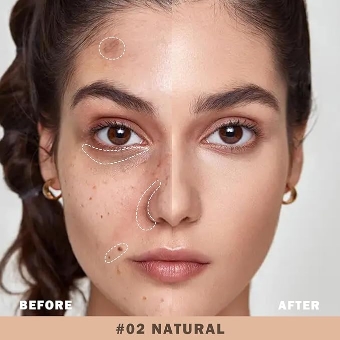 KYDA 2-in-1 Concealer Foundation Stick, Eraser Foundation Stick with Soft Brush, Creamy Smooth Base Makeup, Lightweight Brightening Contouring Concealer, Lasting Natural Matte Finish, Natural