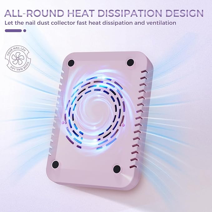 Nail Dust Collector for Nail Techs, Compact & Quiet nail vacuum dust collector with Reusable Filter, Powerful Nail Fan Nail Tech must Haves for Gel Polish, Pedicures, Salon & Home Use, purple