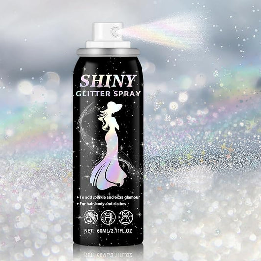 Body Glitter Spray, 60ML Shiny Silver Glitter Spray for Hair Body and Clothes,Long-Lasting Quick-Drying Holographic Ultra Fine Powder Glitter Hairspray for Festival Rave Stage Prom 2.11 Fl Oz