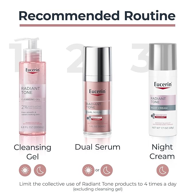 Eucerin Radiant Tone Night Cream, Dark Spot Corrector with Thiamidol, Night Moisturizer for Face Helps Visibly Reduce the Look of Dark Spots, All Skin Types, Holiday Gifts for Self Care, 1.7 Oz Bottle