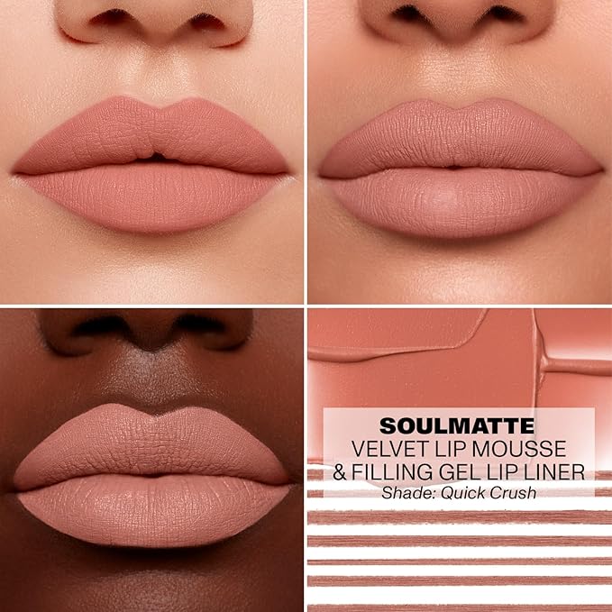 Morphe Soulmatte Velvet Lip Mousse - Air-Whipped Matte Lipstick for Women with Vitamin E to Hydrate, Soften & Smooth - Provides Long Lasting & Velvety Formula - Quick Crush (0.13 Fl Oz)