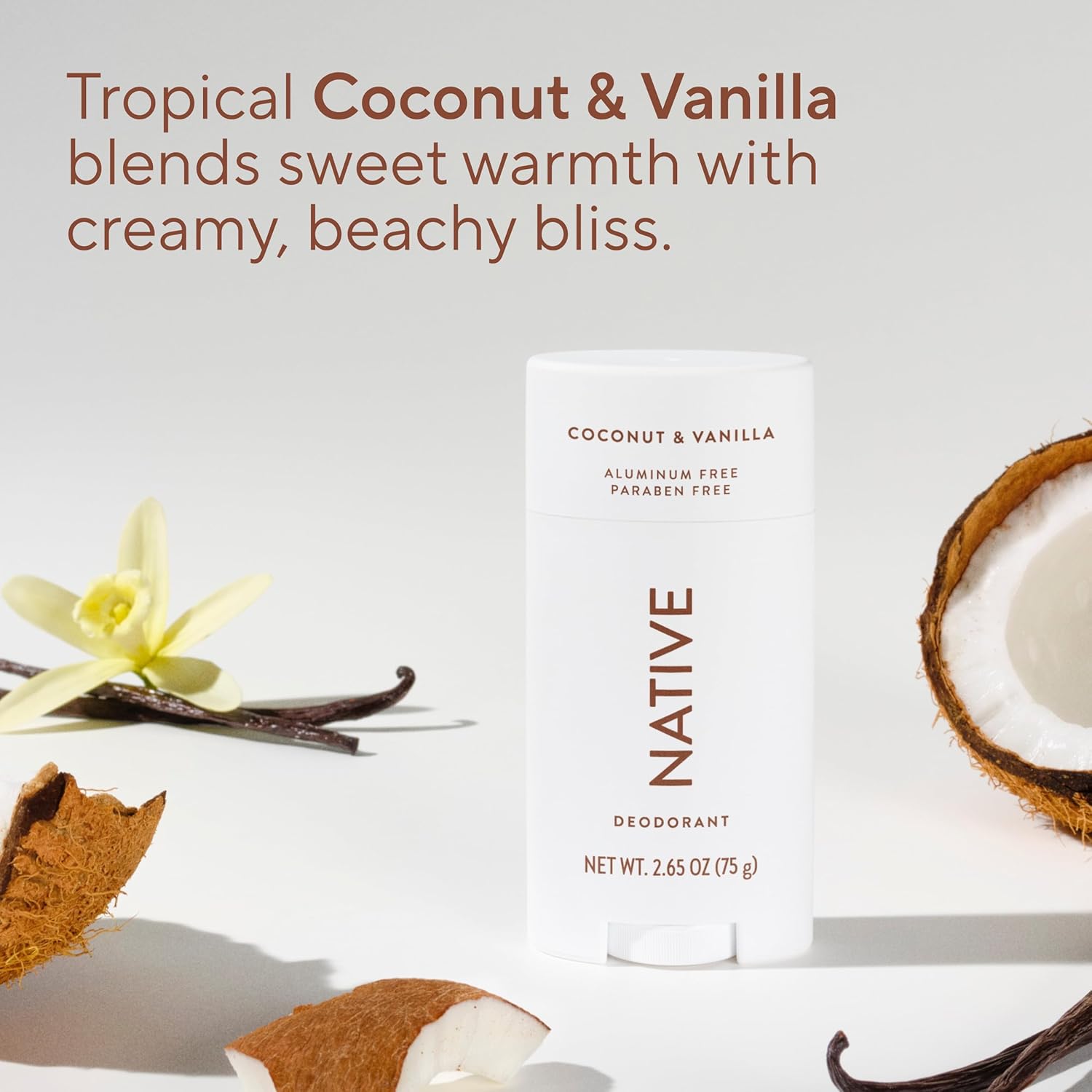 Deodorant Contains Naturally Derived Ingredients, 72 Hour Odor Control, Deodorant for Women and Men, Aluminum Free, Coconut & Vanilla 2.65Oz