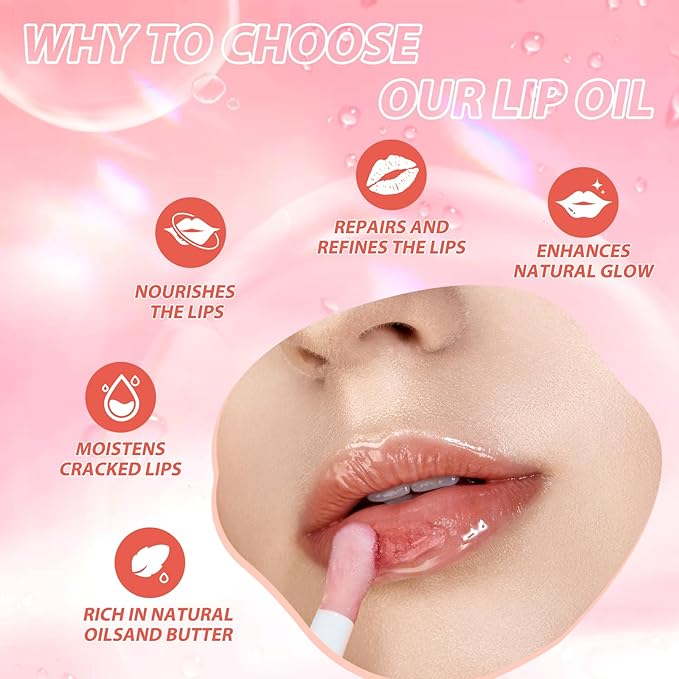LANGMANNI Moisturizing Lip Oil,No-Sticky Lip Gloss Lip Balm Lip Care,Fruit Flavoured Lip Oil For Dry Lip's Moisturizing Hydrating And Nourishing ((Chocolate))
