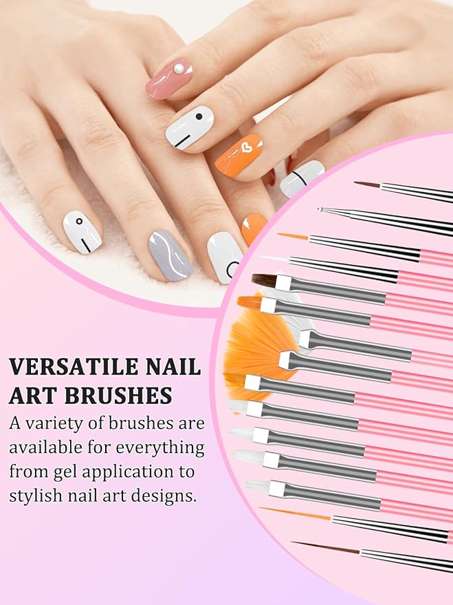 Nail Art Design Tools, Nail Stand Holder for Painting Nails, Nail Art Brushes, Nail Dotting Sculpting Gel Tool, French Tip Tool Liner Brushes, Nail Art Palette Spatula, Nail Stuff for Nail Techs