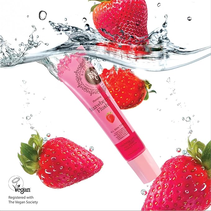 Rosee Lip Gloss Vegan & Cruelty Free Treatment, Professional Make up, Long Lasting Glossy with Shea Butter, Moisturize, Protect & Smooth, High Shine, Non-Sticky (g. Strawberry Flush, 0.5)