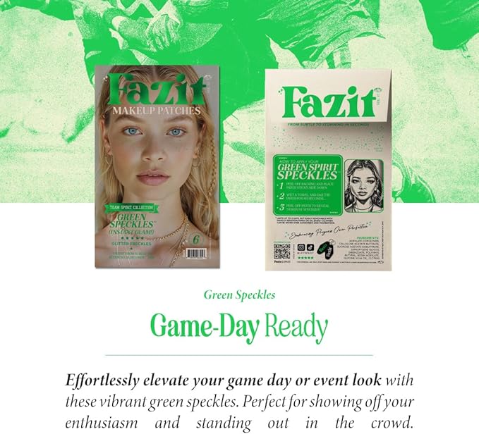 Fazit Makeup Patches - Green Speckles - Glow Up Make-Up Patches - Cute Glitter Makeup Accessories for Women - Cosmetic Glitter for Face