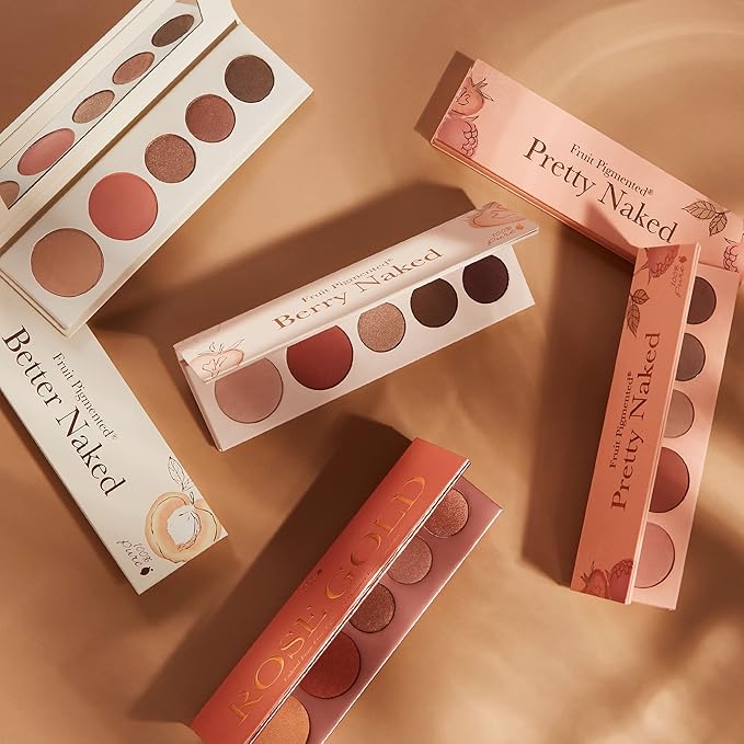 100% PURE Pretty Naked II Makeup Palette All in One Compact 3 Eyeshadow, Blush, Face Highlighter, Fruit Pigmented Natural Nude, Rose, Smokey Neutral for All Skin Types - Vegan (Nude to Smokey Tones)