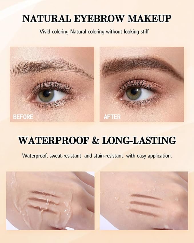 Eyebrow Powder Makeup Kit, 2 Colors Waterproof Long Lasting Dark/Light Brown Eye Brow Tinting Powder Palette, Professional Eyebrow Filler Contour Gifts for Women with Mirror Brow Brush & Razor-Set 01#