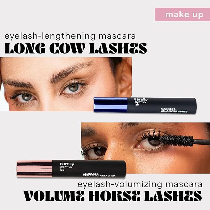 SARELLY, Mascara Kit, Volume Horse Lashes + Long Cow Lashes, Waterproof, Intense Black, Sarelly Creativo Lab