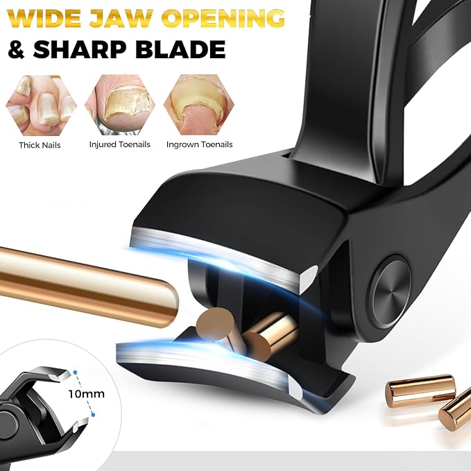 Toenail Clippers for Seniors Thick Toenails, 2026 Angled Head Heavy Duty Large Toe Nail Clippers for Men, Very Sharp Slanted Curved Blade Toenail Clippers 4PCS Set
