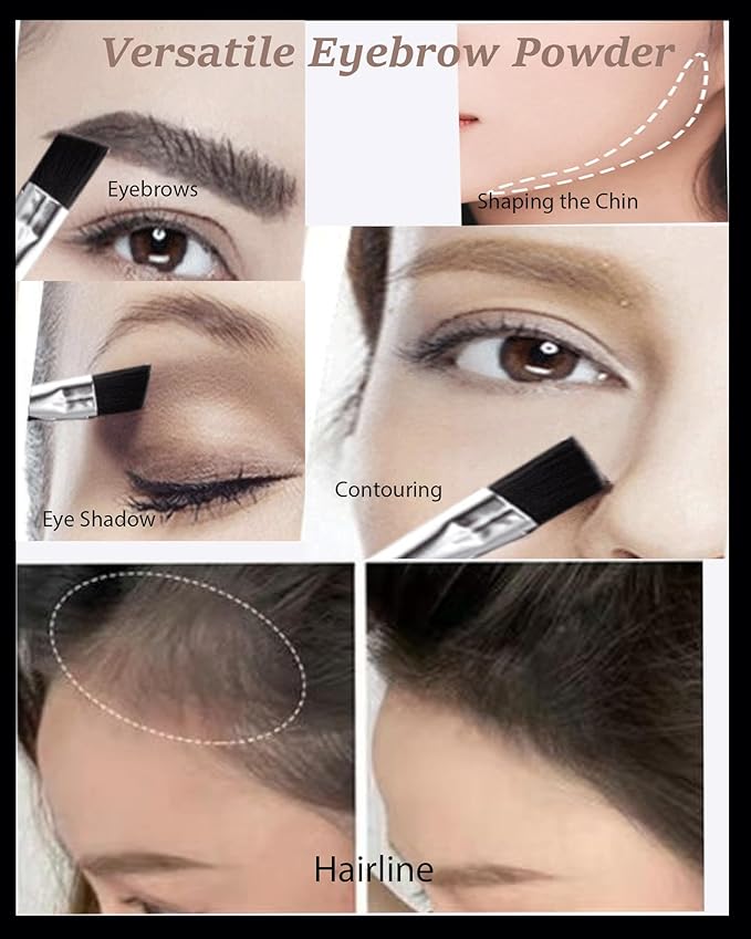 Eyebrow Powder Makeup Kit for Women,2 Colors Eye Brow Powder Waterproof Tinting Palette Long-Lasting,Grey Dark Brown Brow Fill&Sculpt Natural Eyebrow Contour for Sparse Brow with Brow Brush &Razor-04