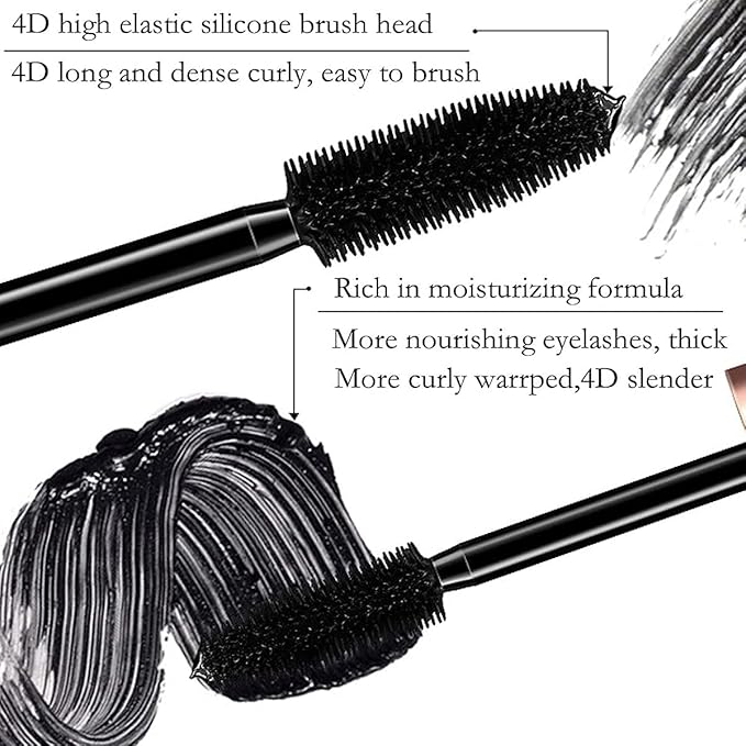 Venicare 4D Silk Fiber Lash Mascara Liquid Extension Makeup Eye Lash Kit Luxuriously Longer Thicker Voluminous Eyelashes Waterproof Smudge-proof Natural No Clumping Smudging Lasting All Day 2 Pack