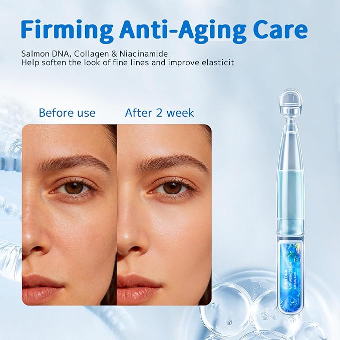 Salmon DNA PDRN Anti-Aging & Hydrating Serum | Barrier-Supporting Ampoule for Sensitive Skin | 72-Hour Hydration + Glow | Soothing, Collagen & Hyaluronic Acid Infused | 0.05 fl oz x 30 Vials (1Pack)