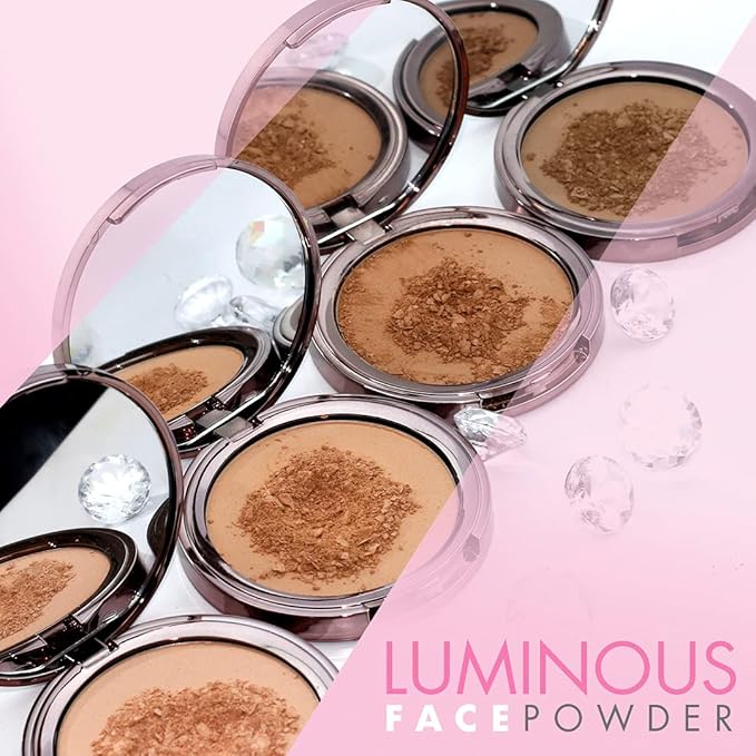 Girlactik Luminous Face Powder – Radiant Finish Pressed Powder for Natural Glow & Smooth Skin – Lightweight, Buildable Setting & Finishing Powder | Vegan, Cruelty-Free Compact (Fair)