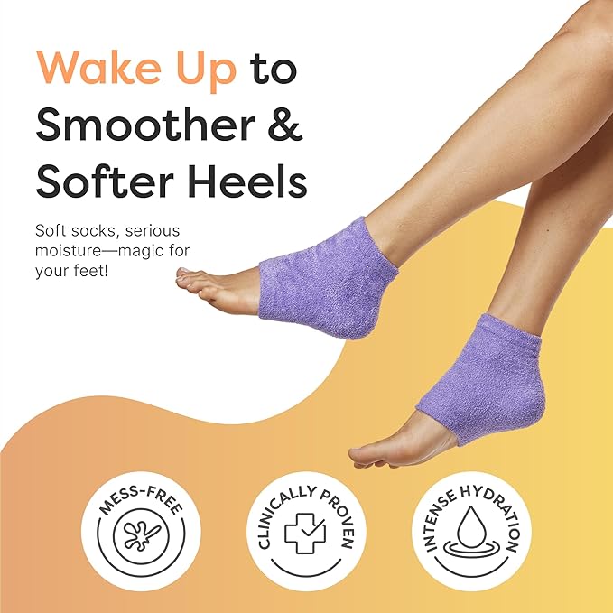 ZenToes Moisturizing Socks for Cracked Heel Treatment, Vitamin E, Olive Oil and Jojoba Oil Infused Heel Socks, Galentines Day Gifts, Self Care Gifts for Women (Fuzzy Lilac Purple, Regular)