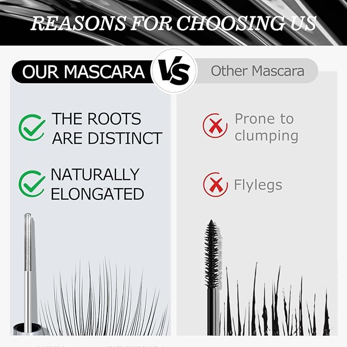 Brown Washable Iron Wand Mascara, Waterproof Metal Wand Mascara, Natural Length Slim Volume Buildable Formula, Separate Each Lashes No Clumps, Long Lasting Smudge-Proof Curling
