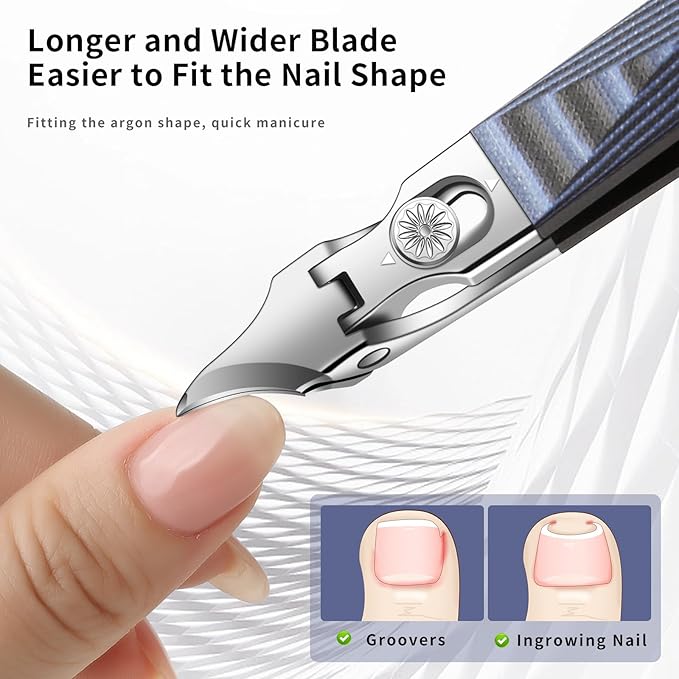 Ingrown Toenail Clippers with Curved Sharp Blade, Toe Nail Clippers for Ingrown Nails, Toenail Nipper for Seniors with Thick Toenails (Straight Blue C)