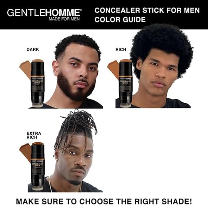 Gentlehomme Men's Concealer Stick with Brush for Dark Circles Eraser, Medium Light