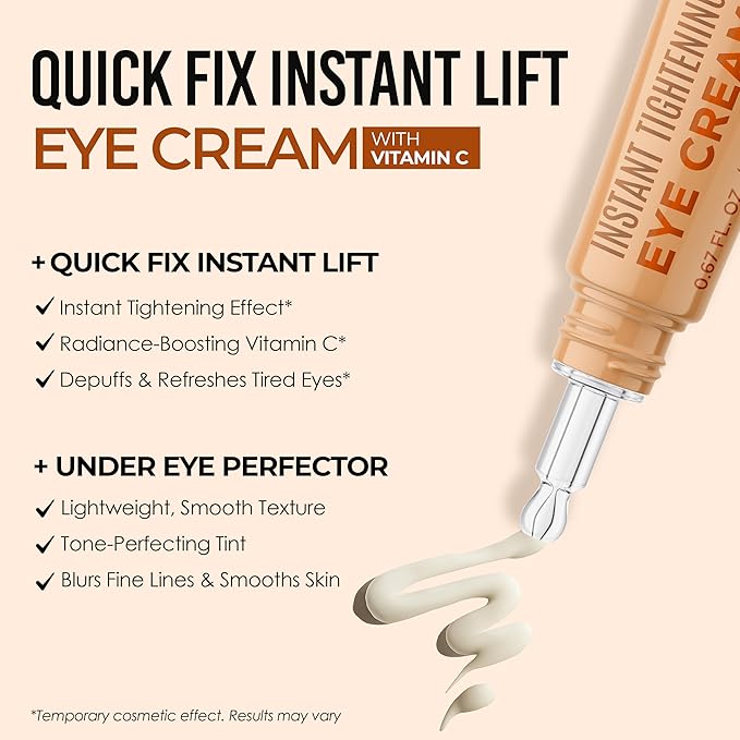 Quick Fix Vitamin C Instant Eye Tightener – Under Eye Cream for Dark Circles, Puffiness & Bags – Dermatologist Tested, Anti-Aging, Korean Skin Care – Vegan, Clean Beauty, Cruelty-Free – .67 Fl Oz