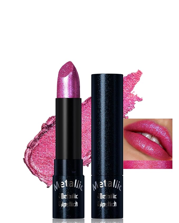 Glitter Metallic Lipstick for Women,Long Lasting Shimmer Sparkling Diamond Lipstick Glitter High Pigmented Lip Gloss Metallic Matte Nude Red Lip Color Stain Waterproof,Non Stick Lips Makeup-06