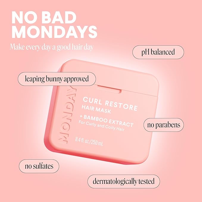 MONDAY HAIRCARE CURL RESTORE Hair Mask with Bamboo Extract, Coconut Oil & Shea Butter for Curls & Coils of all types 250 mL