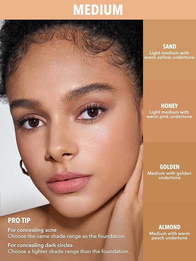 SHEGLAM Complexion Boost Concealer Sponge-Head Applicator Matte Liquid Concealer Long Lasting Brightening Color Corrector Weightless All-Day Long Lasting Hydrating Concealer-Golden
