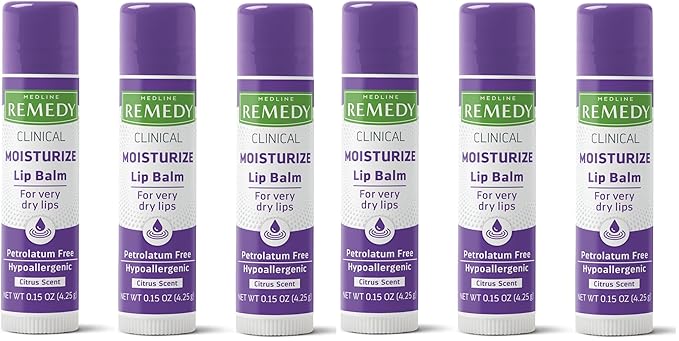 Medline Remedy Clinical Lip Balm, 3 Count, Citrus Scent, Moisturizing, Hydrating, Nourish, Nutrient Rich, Soothing Natural Oils, Revitalize, Comforting, Skin Conditioners, 0.15 oz Stick (Pack of 2)