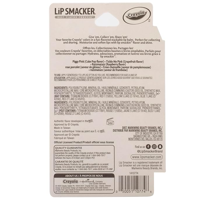 Lip Smacker Crayola Crayon Stackable Flavored Clear Balm Pink - Moisturizing, Soothing
