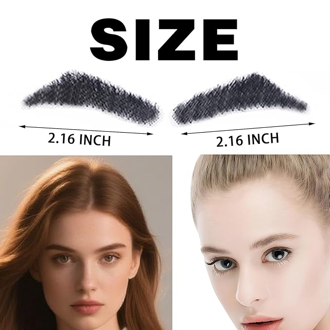 Fake Eyebrows, False EyeBrows 100% Handmade Full Lace Re-Usable Natural Invisible Realistic False Eyebrow Extensions for Man and Women, One Pair (Style 4)