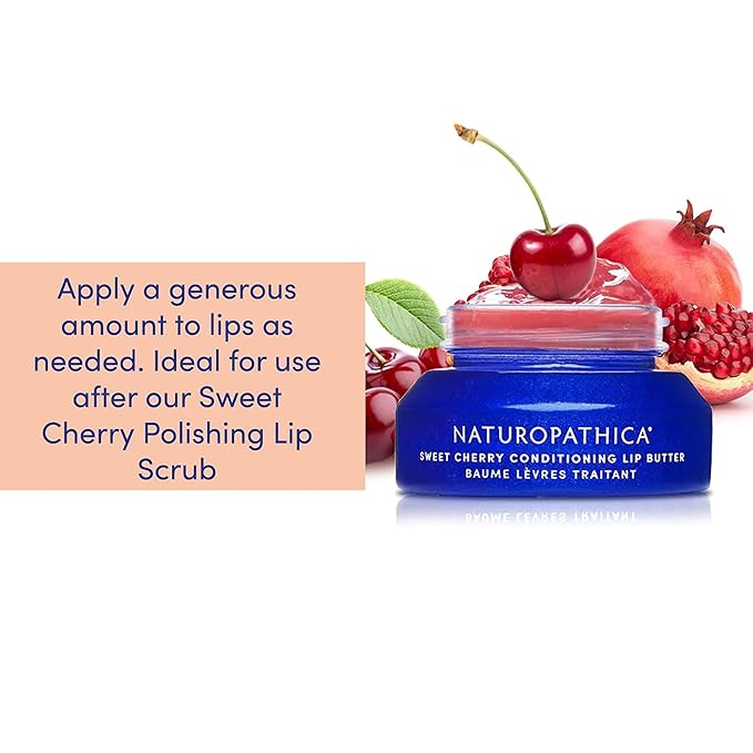 Naturopathica Sweet Cherry Conditioning Lip Butter, Natural Lip Balm for Soft, Full Lips, Antioxidant Rich Lip Moisturizer for Men and Women, 0.5 fl oz