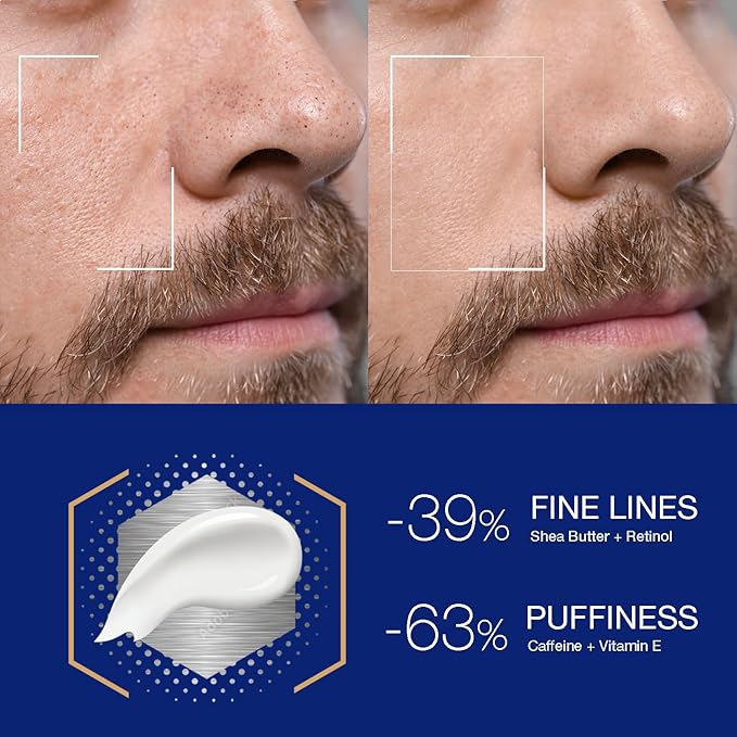6 in 1 Face Cream for Men: Anti-Aging Mens Moisturizer - Firming Peptide & Hyaluronic Acid & Squalane - Wrinkles Cream Crepy Skin Eye Bag Treatment 2PCS