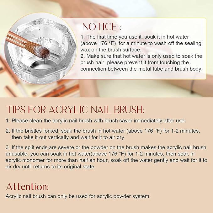 DAIXIANGER 5Pcs Acrylic Nail Art Brush Set -Size 6/8/10/12/14, Rose Gold Handle Nail Brushes for Acrylic Application Powder & Nail Extension, 3D Nail Carving Tools for DIY Home Salon Manicure