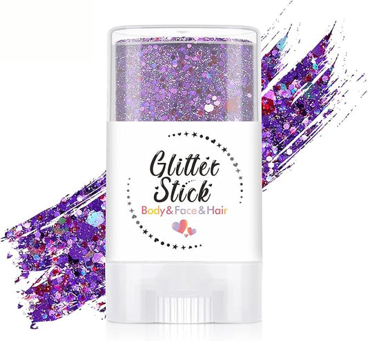 Body Glitter Stick, Sparkling Holographic Sequins Purple Costume Accessories Neon Outfit Singer Concert Music Rave Festival Makeup Glitter Stick.