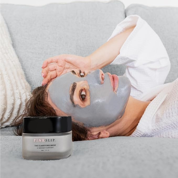 PINKSLIP The Clarifying Face Mask, Adaptogenic, Willow Bark, Holy Basil, Bamboo Stem Extract, Charcoal, Pumice for Pore Cleansing