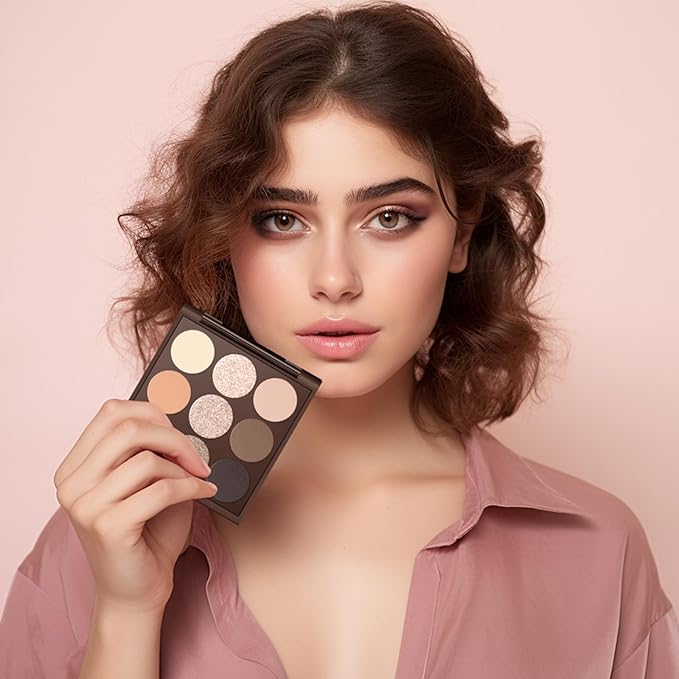 Neutral Eyeshadow Palette, Nude Eyeshadow Palette, Matte Eye Shadow Makeup Palette with Mirror, Long-Lasting Wear, Vegan, Cruelty-Free - 0.5oz