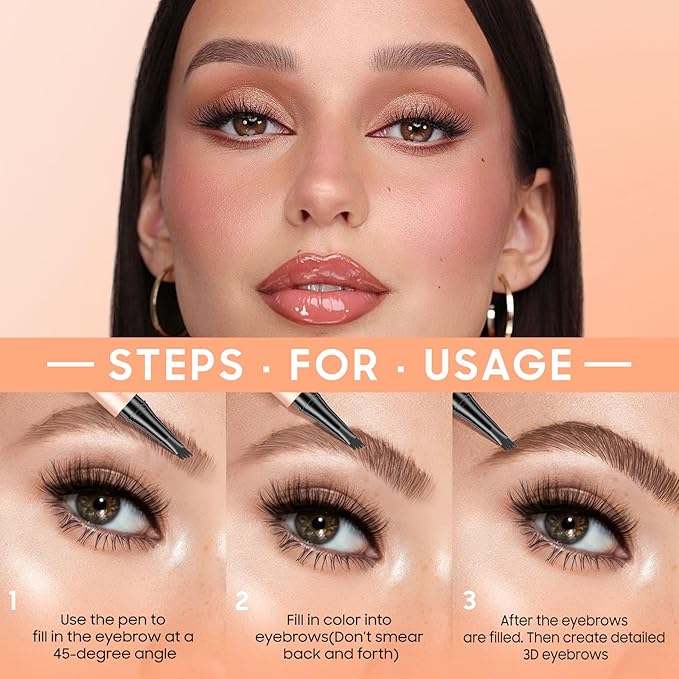 Eyebrow pen - Liquid Eye Brow Microblading Pencil With Micro 4 Point Lift & Brow Pen Snatch, Long-Lasting Waterproof Eyebrow Pencils for Women (Light Brown)
