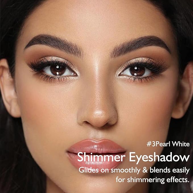 Pearl White Glitter Eyeshadow Palette, Single Shimmer Eye Shadow Palette Makeup Pressed Powder Lightweight Blendable Highly Pigmented Sparkle Inner Eye Highlighter for Women Daily Wear