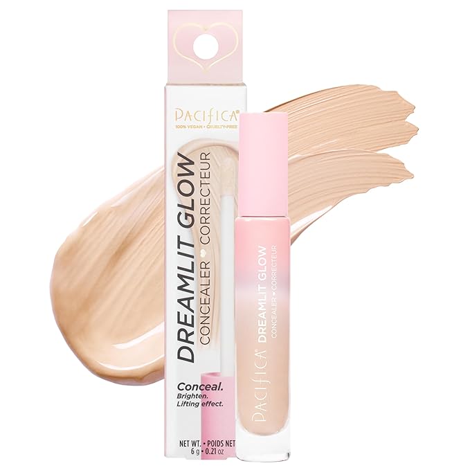 Pacifica Concealer – DreamLit Glow Full Coverage Concealer with Squalane for Dark Circles & Dark Spot Correction, Lightweight & Long-Lasting, Vegan & Cruelty-Free, Shade 11 (Light Beige)