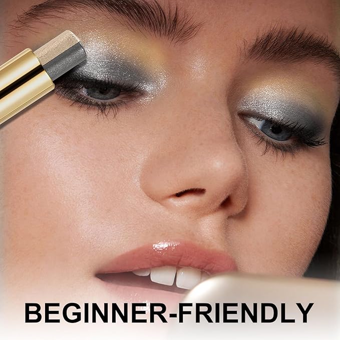 Boobeen Waterproof Eyeshadow Stick, 2-Color Shimmer Eye Makeup, All Day Wear, Silky Smooth & Beginner-Friendly Eye Shadow