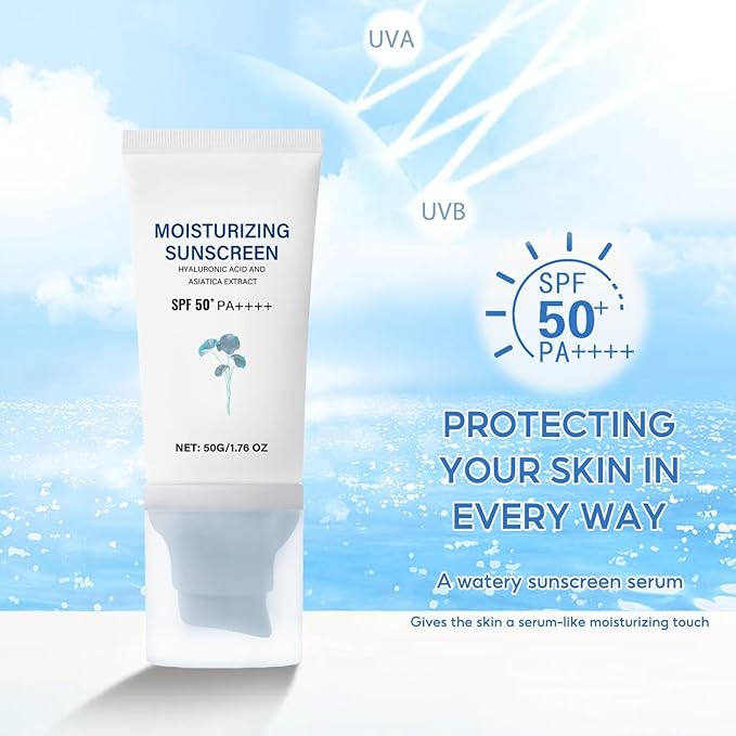 2 Pcs Centella Sunscreen, SPF50 PA++++ Lightweight Hydrating, Sunscreen Centella No White Cast for All Skin Type